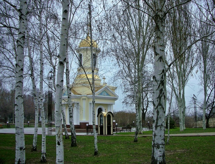 Orthodox chapel in the birch trees